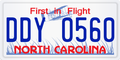 NC license plate DDY0560