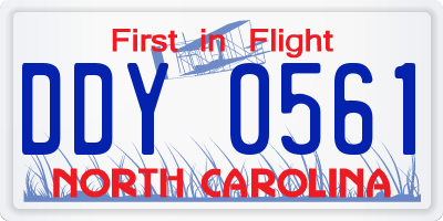 NC license plate DDY0561