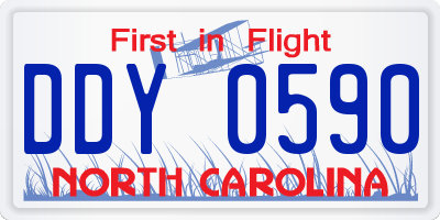 NC license plate DDY0590