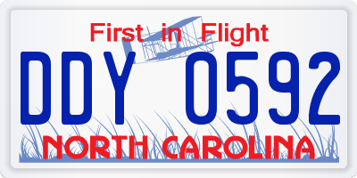 NC license plate DDY0592