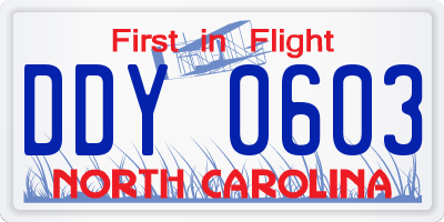 NC license plate DDY0603