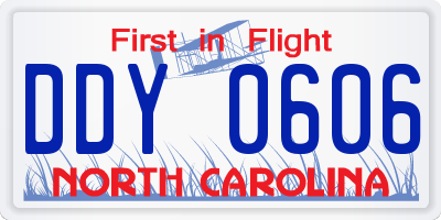 NC license plate DDY0606