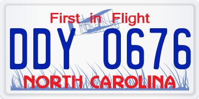 NC license plate DDY0676