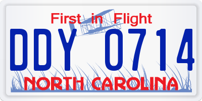 NC license plate DDY0714