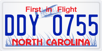 NC license plate DDY0755
