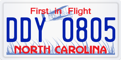 NC license plate DDY0805