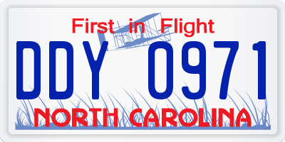 NC license plate DDY0971