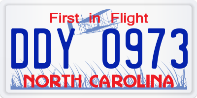 NC license plate DDY0973