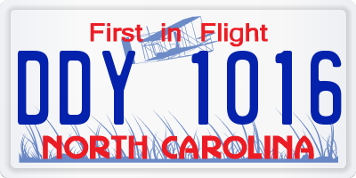 NC license plate DDY1016