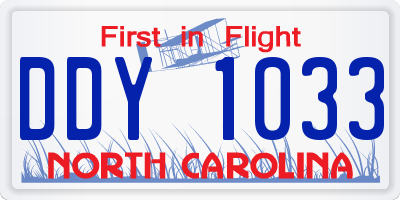 NC license plate DDY1033