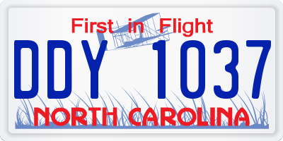 NC license plate DDY1037