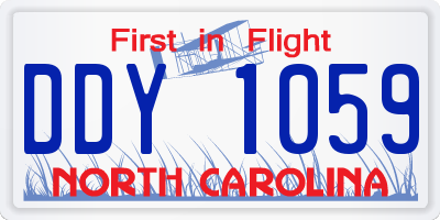 NC license plate DDY1059