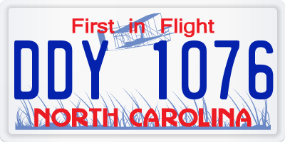 NC license plate DDY1076