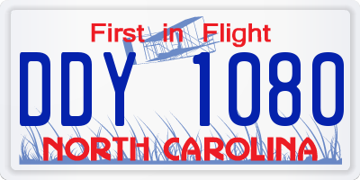NC license plate DDY1080