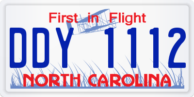 NC license plate DDY1112