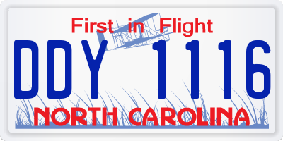 NC license plate DDY1116