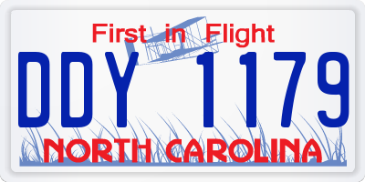 NC license plate DDY1179