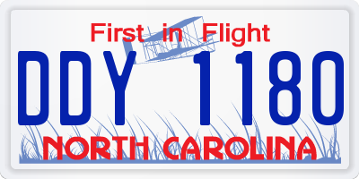 NC license plate DDY1180