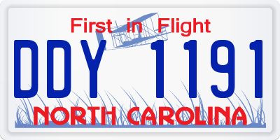 NC license plate DDY1191