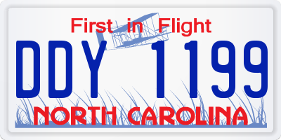 NC license plate DDY1199