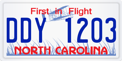 NC license plate DDY1203
