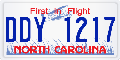 NC license plate DDY1217