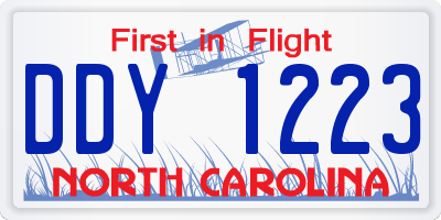 NC license plate DDY1223
