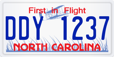 NC license plate DDY1237