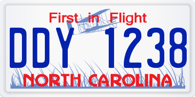 NC license plate DDY1238