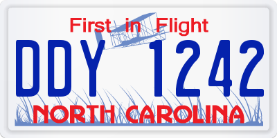 NC license plate DDY1242