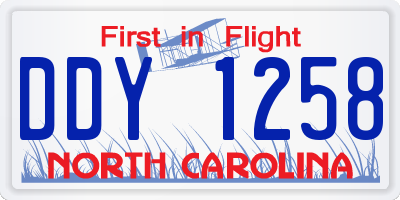 NC license plate DDY1258