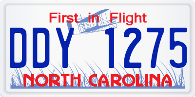 NC license plate DDY1275