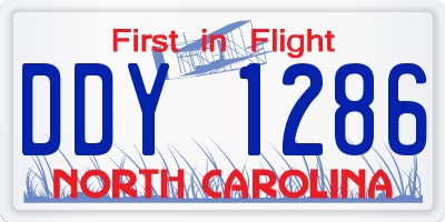 NC license plate DDY1286