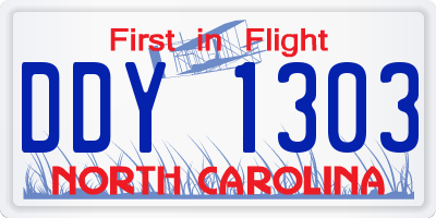 NC license plate DDY1303
