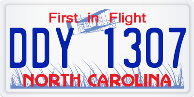 NC license plate DDY1307