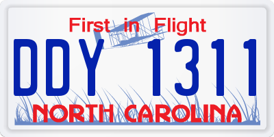 NC license plate DDY1311