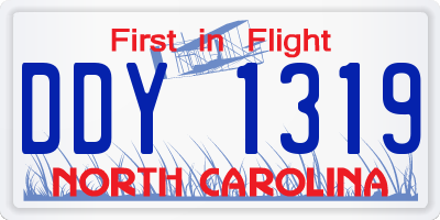 NC license plate DDY1319