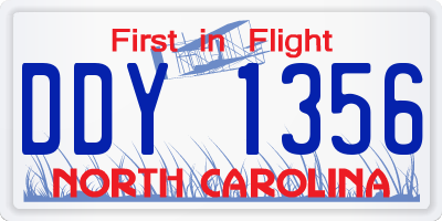 NC license plate DDY1356