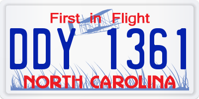 NC license plate DDY1361
