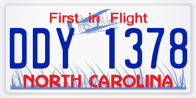 NC license plate DDY1378