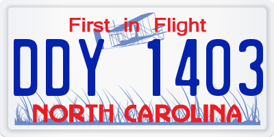NC license plate DDY1403