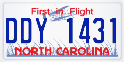 NC license plate DDY1431