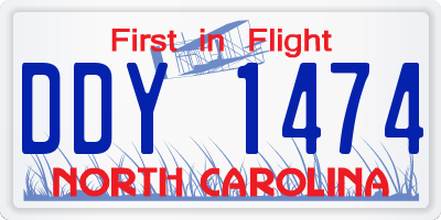 NC license plate DDY1474
