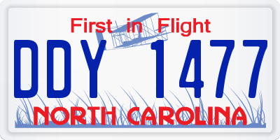 NC license plate DDY1477