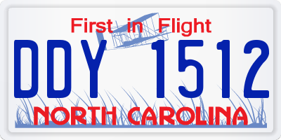NC license plate DDY1512