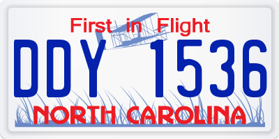 NC license plate DDY1536