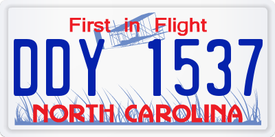 NC license plate DDY1537