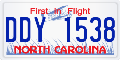 NC license plate DDY1538