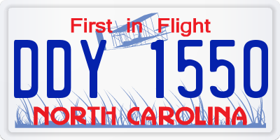 NC license plate DDY1550