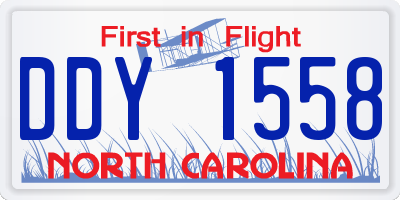 NC license plate DDY1558